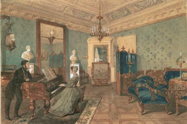 Intérieur du Salon dans la maison du Baron Stieglitz à Saint-Pétersbourg, 1841
